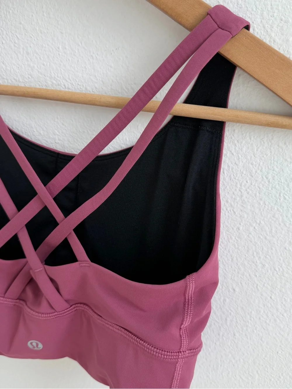 Lululemon Energy Bra Longline Pink Mauve Size 6 Strappy Crossback Sports Bra